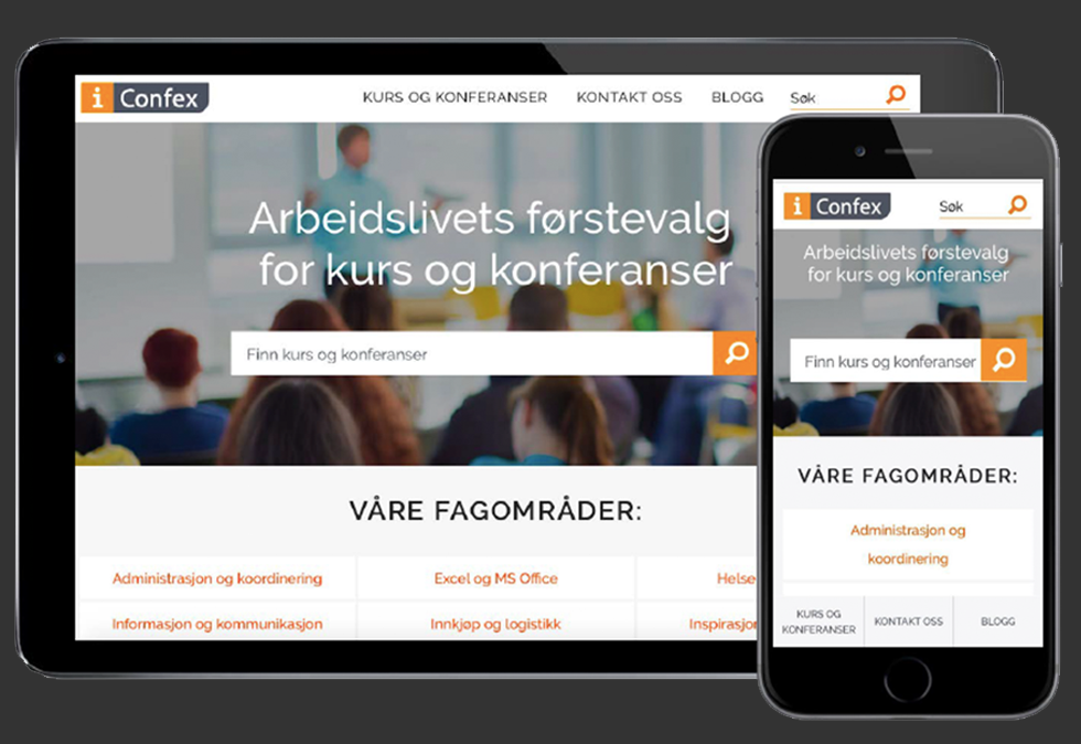 Confex sine nettsider, laget med eZ CMS