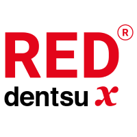 Red dentsu X logo